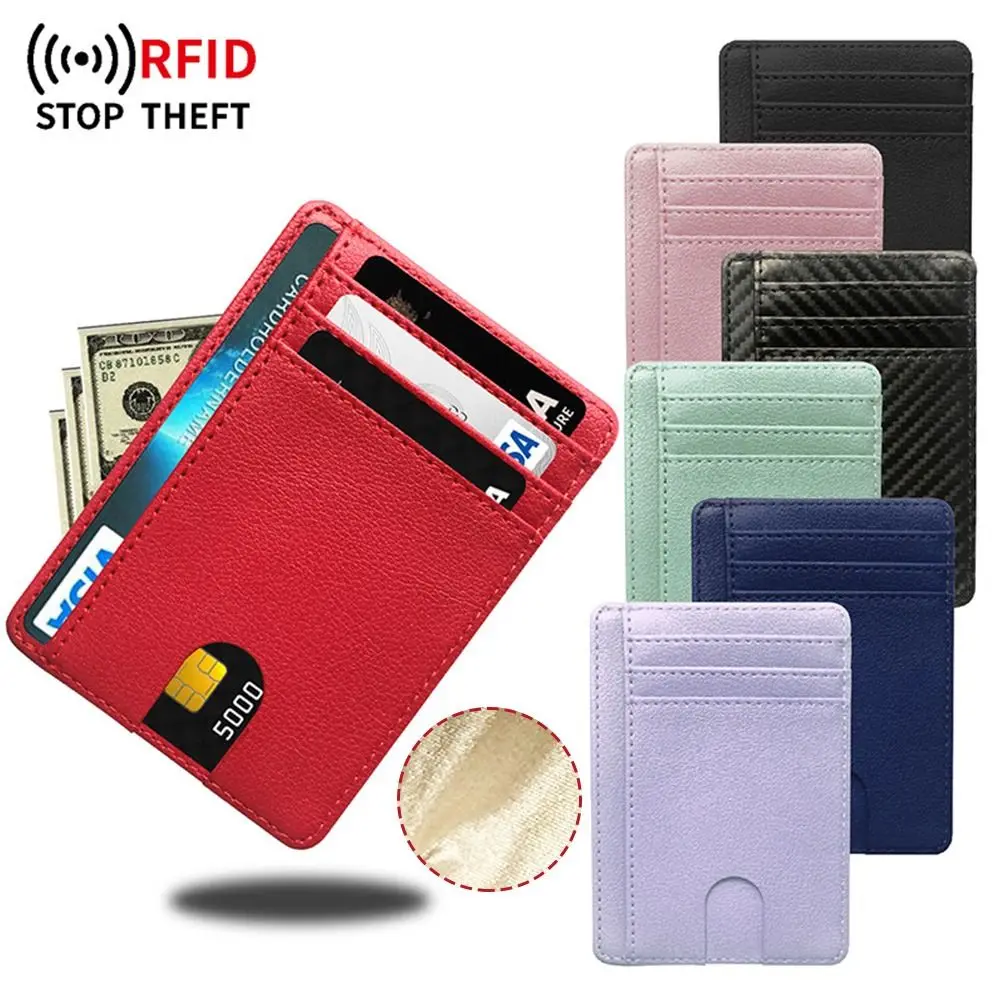 Anti Diefstal Mini Portemonnee Slanke Geld Case Cover Id Kaart Houder 8 Slot Lederen Portemonnee Rfid Blocking