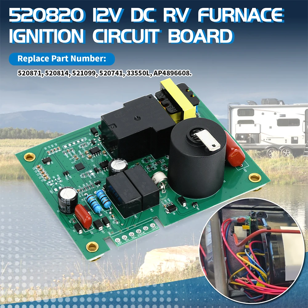 Circuit Board for Campers Fan Control 12VDC Water Heater Module, Direct Fit Replacement for 520820 520871 520814