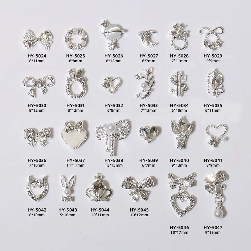 1000pcs New Nail Art Bow Heart Alloy Nail Decoration Moon Flower Butterfly Nail Decoration Diamond Nail Decoration