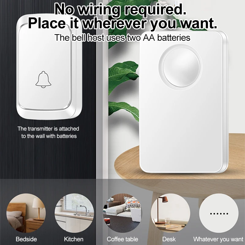 Smart Wireless Doorbell 300M Remote 58 Songs Home Welcome Battery Door Bell Security Nursing Elderly Patients Pregnant Women