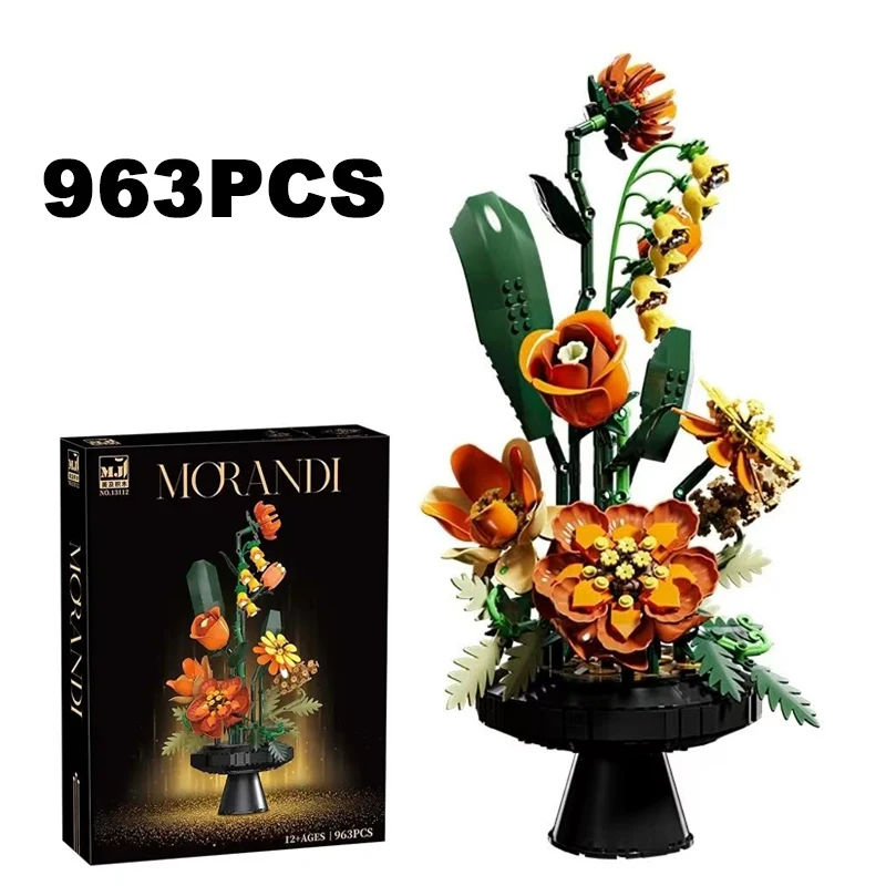 

Creative Orchid Bouquet Potted Building Blocks Immortal Flower Home Desk Plant Decoration Assemble Bricks Toy Gift For Kid Girls