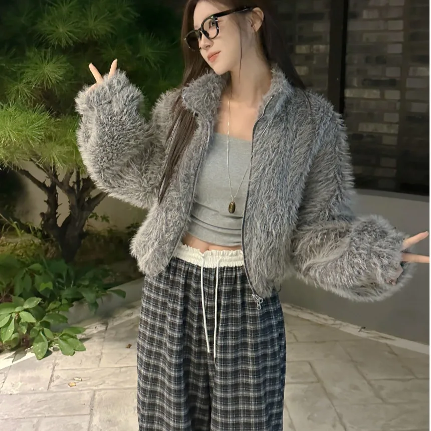 Fluffy ort Colletto alla coreana Cerniera da donna Jaet Dongda Gate INS Autunno Inverno Unico Nappa rifinita Gilet di pelliccia Pendolari Sle