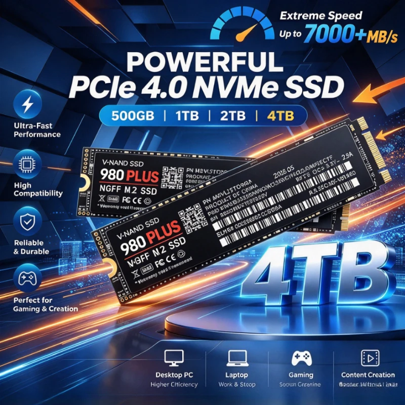 New 980 PLUS M.2 NGFF SSD 7200MB/s TLC 3D NAND 2280 Internal Solid State Drive 2TB 4TB For Gaming Desktop Laptop PC Storage