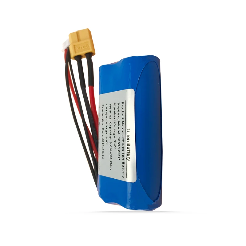 7.4V 3000mAh 18650 2S1P ชาร์จได้ก้อนแบตเตอรี่ Li-ion เหมาะสำหรับกล้องของเล่นไฟฟ้าไฟ LED สำรองพลังงานในตัว BMS