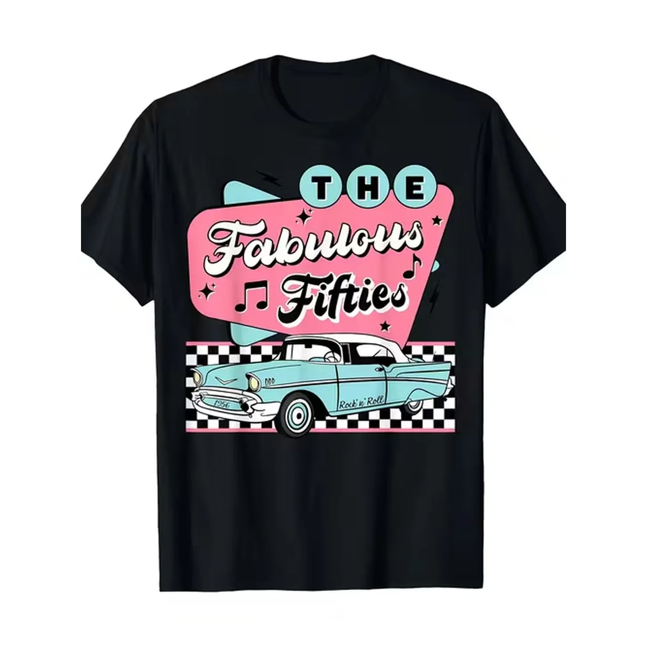 1950S Rockabilly Vintage T Shirt For Men And Women Graphic Tee 100 Short Sleeve Round Neck Black With Casual Retro Style Classic Retro Style Round Neck Short Sleeves Machine Washable