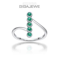 GIGAJEWE Natural Green Color Moissanite 2.3mm/0.045ct 5Pcs 925 Silver Ring Round Diamond Test Passed Woman Wife Gift With GRA