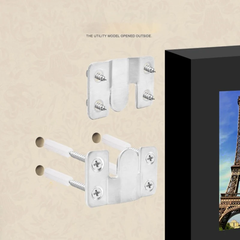 4pcs Headboard Wall Picture Hanger Display Hook Stainless Steel Interlocking Flush Mount Bracket Painting Photo Frame Hardware