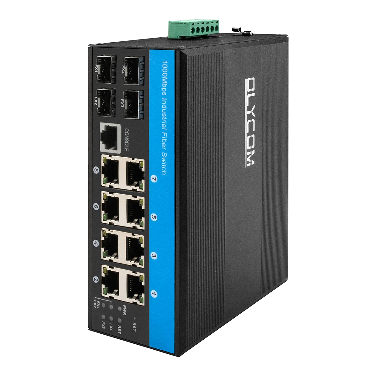Managed Switch Poe Giabit Ethernet 8 Port RJ45 with POE+ 4 Port SFP Din Rail IP40 Vlan QoS STP/RSTP for Outdoor Use