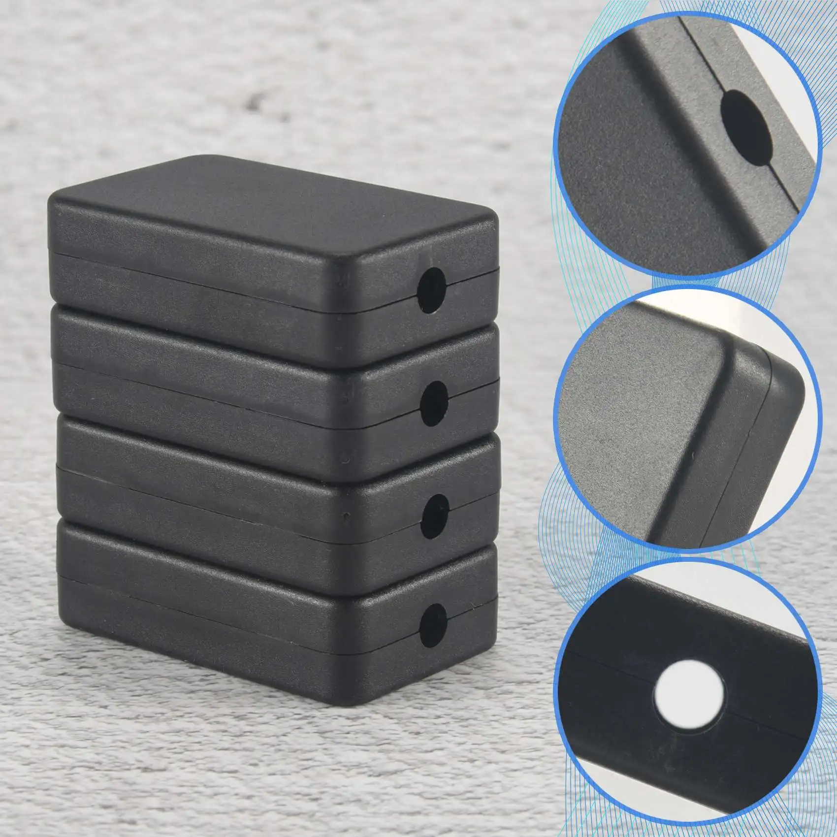 Electrical Junction Box 4PCS Electric Plastic Black Waterproof Project Junction Case 2.16X1.38X0.59 Inches(55X35x15mm)