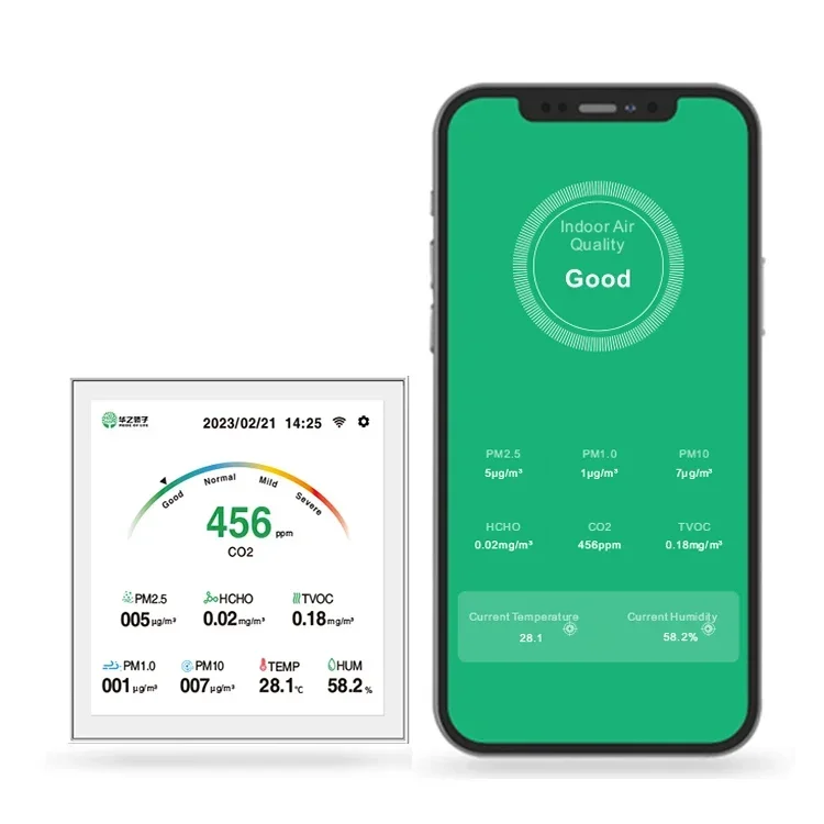 2025/Smart Home Lcd Touch Screen Air Quality  WiFi RS485 Modbus Lora CO2 Tvoc PM25 Temperature Humidity Measuring