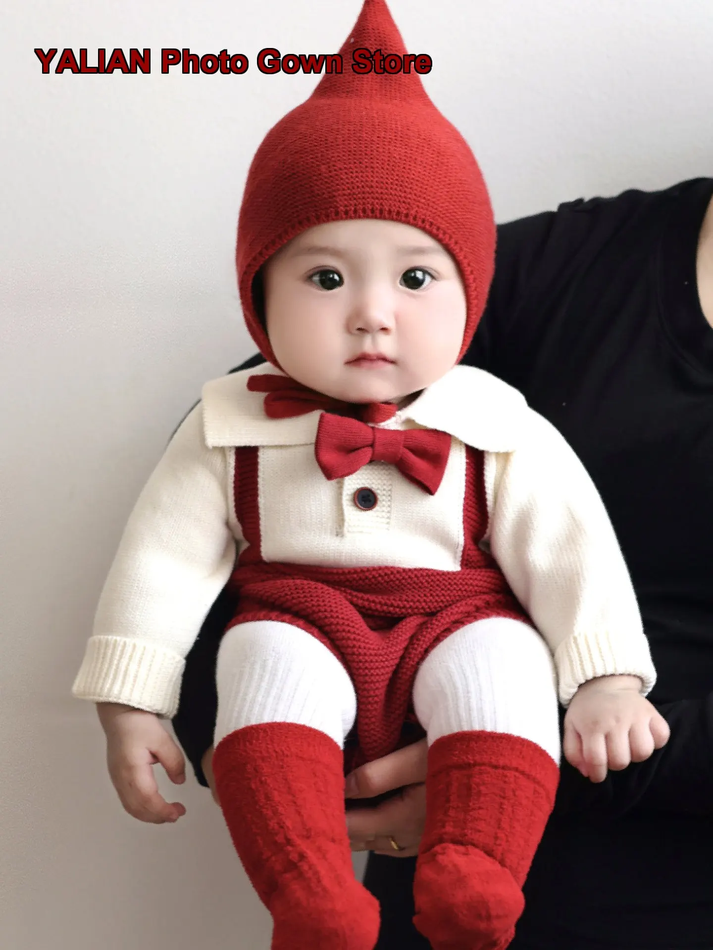 Hundred-Day Baby Clothes Baby Boy Onesie Knit Bodysuit Stylish First Birthday Outfit Fold Collar