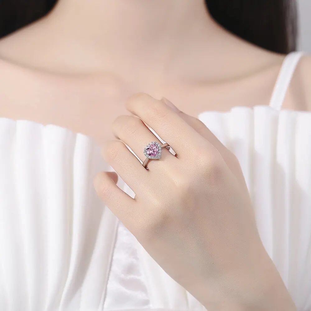 925 Sterling Silve Gorgeous Shiny Stone Pink Zircom Ring For Women Engagement Wedding High Quality Fine Jewelry - view 3