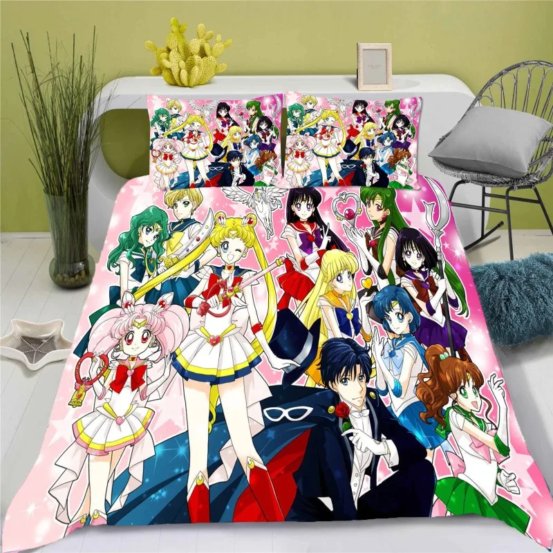 

Anime Sailor Moon Cartoon Quilt Cover Cute Printing Duvet Home Breathable Childrens Bedding Custom Made Various Sizes Set