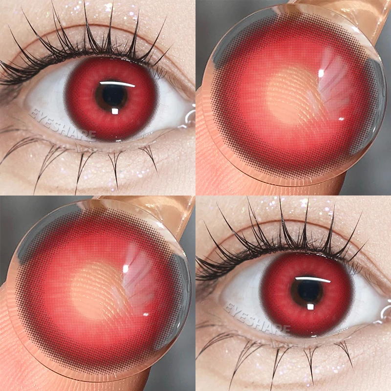 D\'ORELLA 1Pair Cosplay Color Contact Lenses for Eyes Yearly Colored Lenses Red Lenses Purple Eye Lenses Halloween Contact Lenses