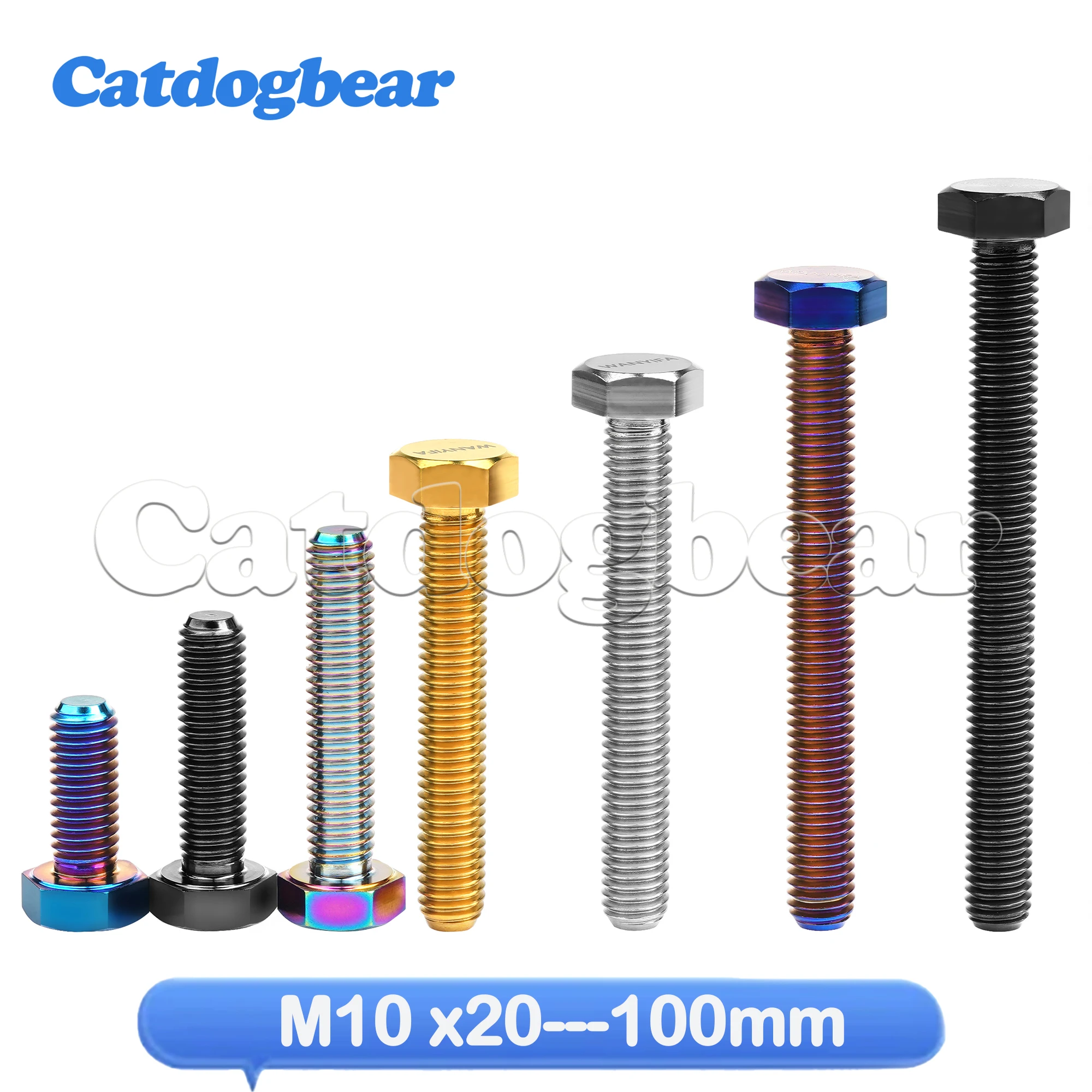 

Титановые болты Catdogbear, 1,25 мм, M10x20/25/30/35/40/45/50/55/60/65/70/75/80/85/90/95/100, винты для велосипеда, мотоцикла часть