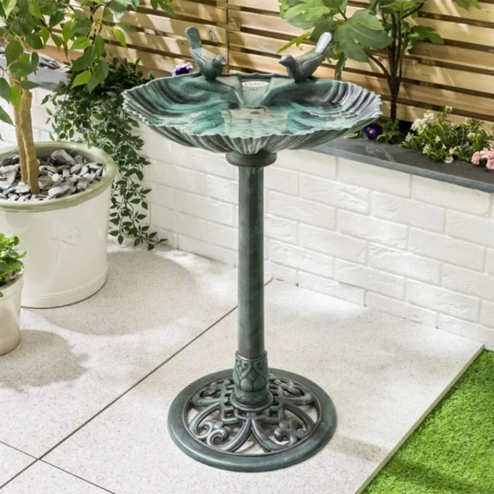 Bird Feeder Stable Base Bird Bath Pedestal Bird Bath with Resin Weather Resistant Floral Accents Vintage Bronze for Outdoor