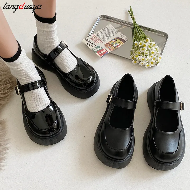 Lolita shoes 2024 New Women Platform Mary Jane Shoes Spring summer Ladies Japanese JK Uniform Shoes Thick Bottom Oxford Shoes