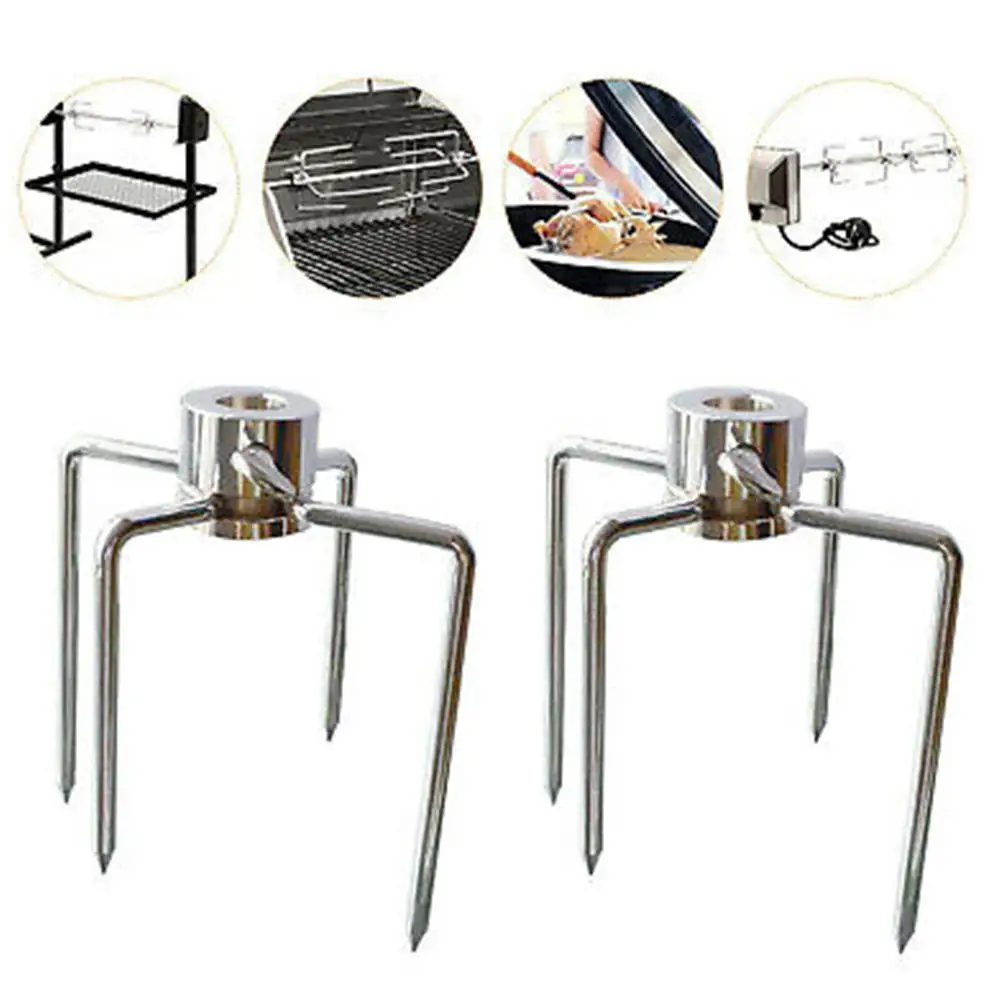 1pcs BBQ Rotisserie Forks Steel Spit BBQ Forks Charcoal Meat Fork Chicken Tool BBQ Grill Roast D0P7