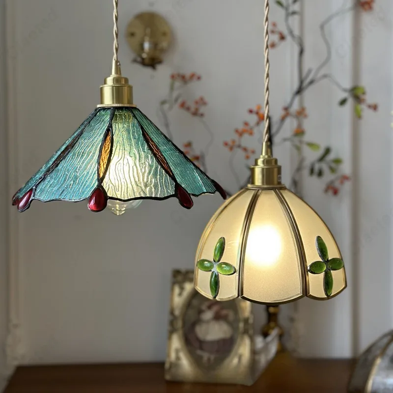 Vintage Creative LED Colored Glass E27Pendant Light for Bedroom Bedlight Dining Room Bar Atmosphere Decoration Lighting Fixtures