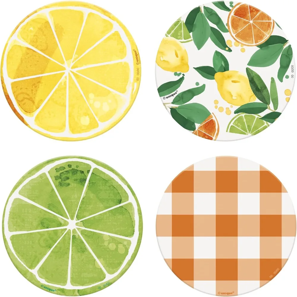 

Multicolor Paper Coasters (Pack Of 8) - 0.07 X 4 X 4 | Vibrant Citrus Fruit Design, Perfect For Summer Parties, Themed Events