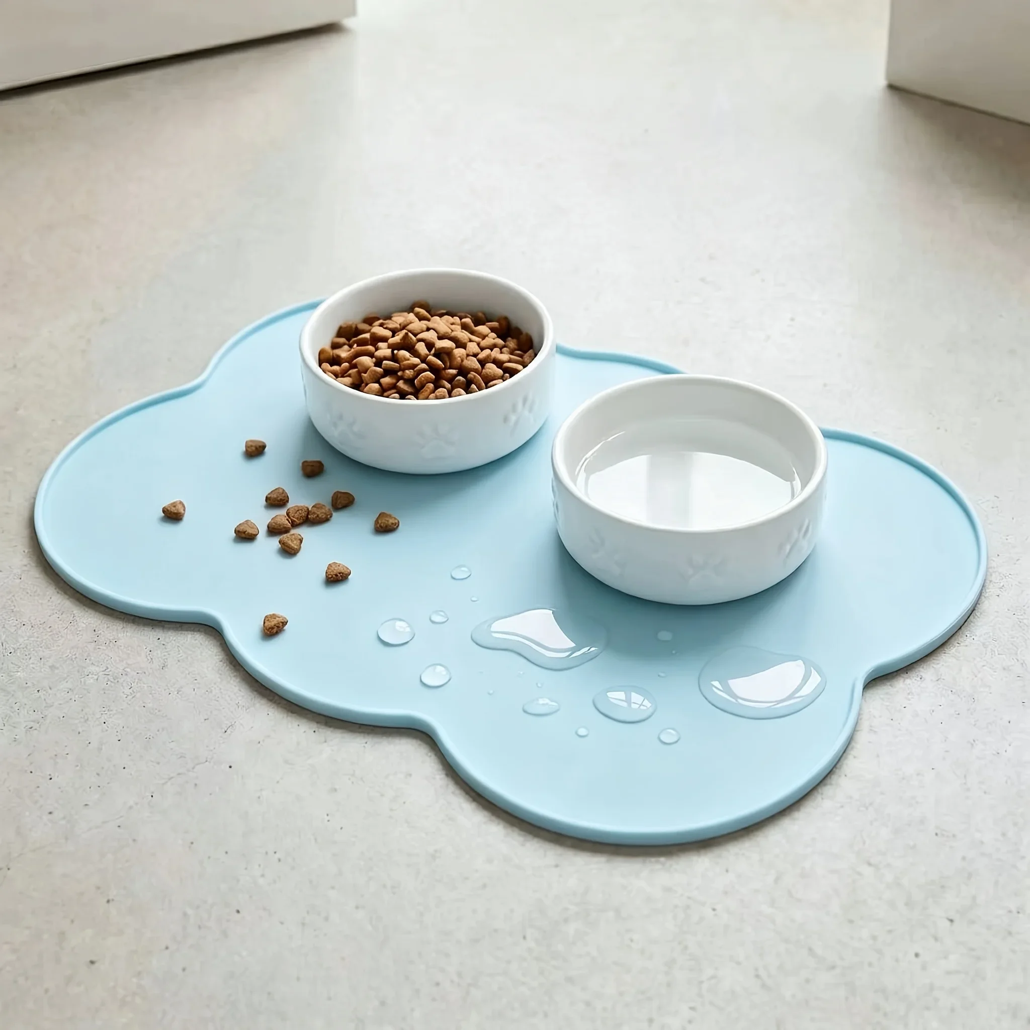 Futtermatte für Hunde & Katzen, Dünne Wasserdichte Silikon-Futtermatte mit Erhöhtem Rand, Katzen-Futternapf-Matte, Katzen-Tischset – Detail 9