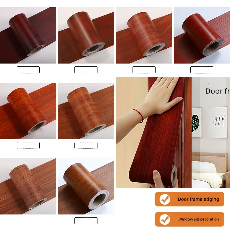 

Red wood grain, redwood repair, door frame edge wrapping, door frame sticker, desktop wooden door repair, self-adhesive frame, b