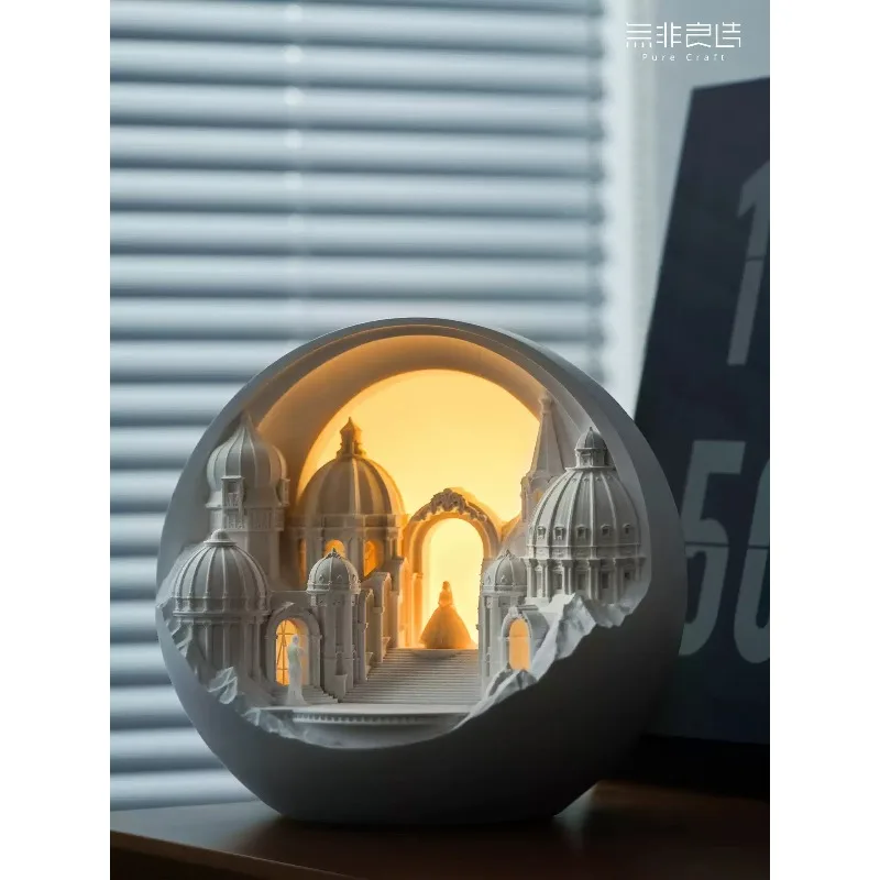 Shine‑Time Hall Spherical Building Night Light, Desk Home Ornament Lamp, Present for Wedding Engagement Birthday House‑warming