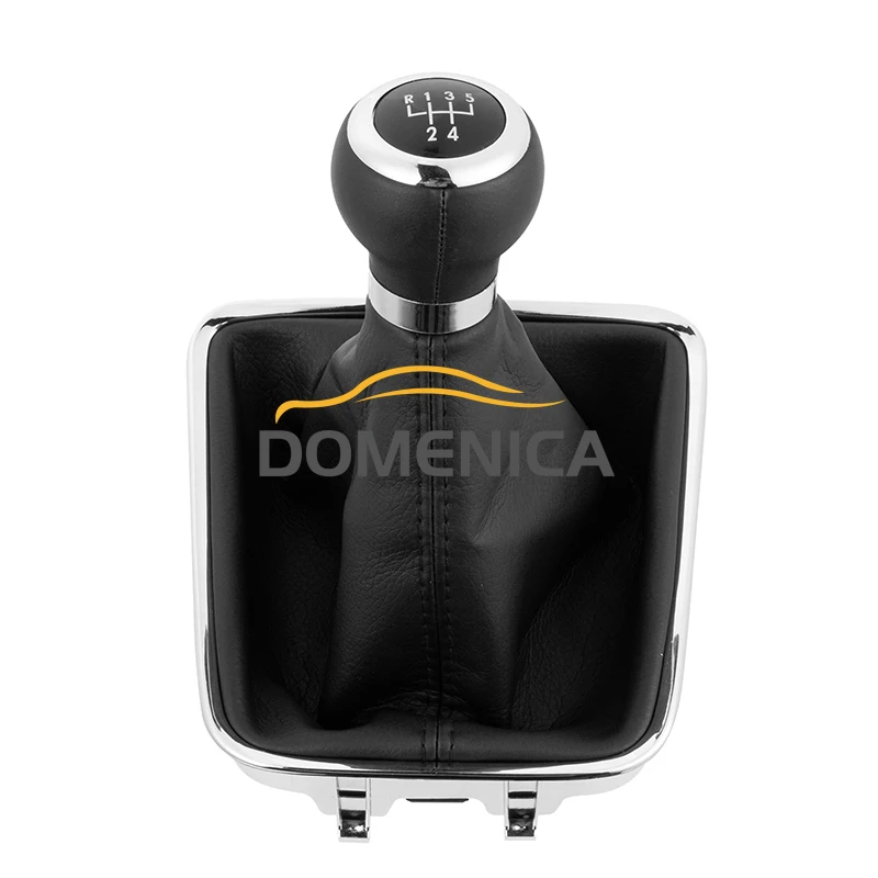 Couro Gear Shift Lever Knob com Capa Contra Poeira, Acessórios de Carro para VW Tiguan 2007, 2008, 2009, 2010, 2011, Auto Manual, 5 Velocidades, 6