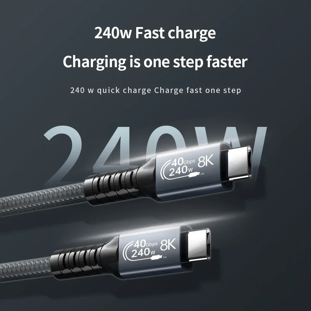 240W USB4 Cable 40Gbps Thunderbolt 4 Type C Fast Charging Cable Thunderbolt 3 USB C to C Data Transfer Cable For eGPU 2024 New