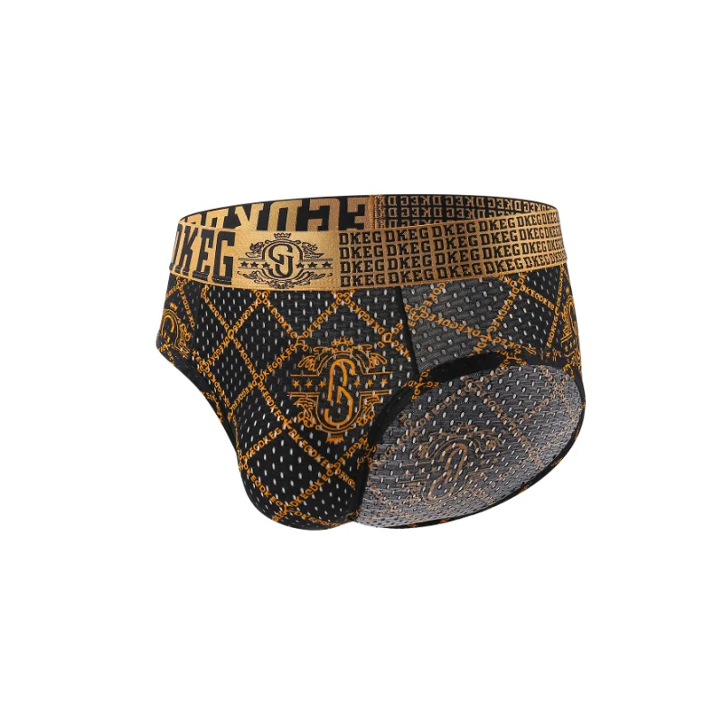 Sexy Ice Silk Underwear Breathable Male Panties Ultra-Low Convex Pouch Underpants Gold Briefs Mens Lingerie Tight T Pants
