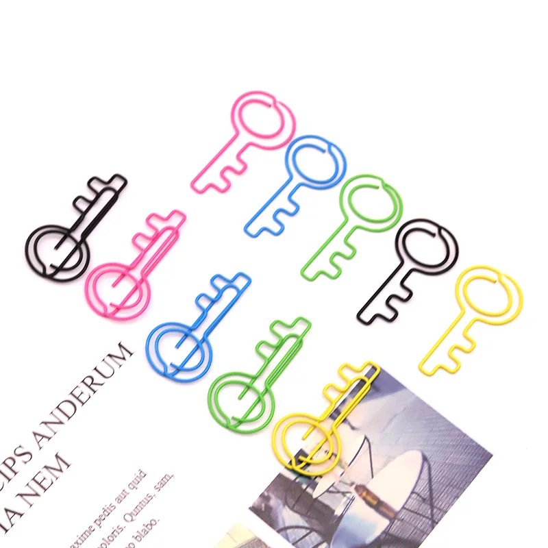 Schlüssel Form Metall Büroklammern Binder Bunte Büro Schreibwaren Zubehör Papier Material Ordner Büro Bindung Liefert