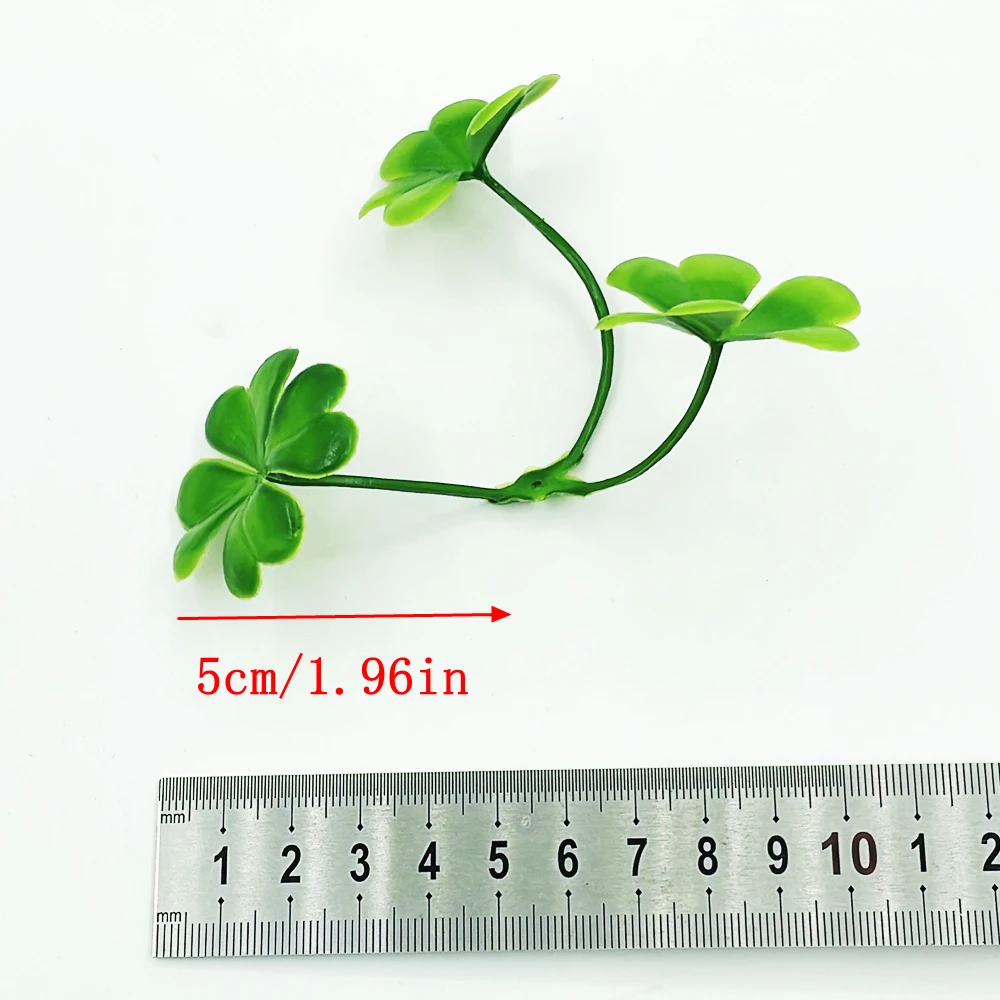 20 Stück künstliche Kleeblatt gefälschte Pflanzen Zweige St. Patrick's Day Blumen für Kranz Dekorationen Handwerk Blumenstrauß DIY Zubehör – Detail 1