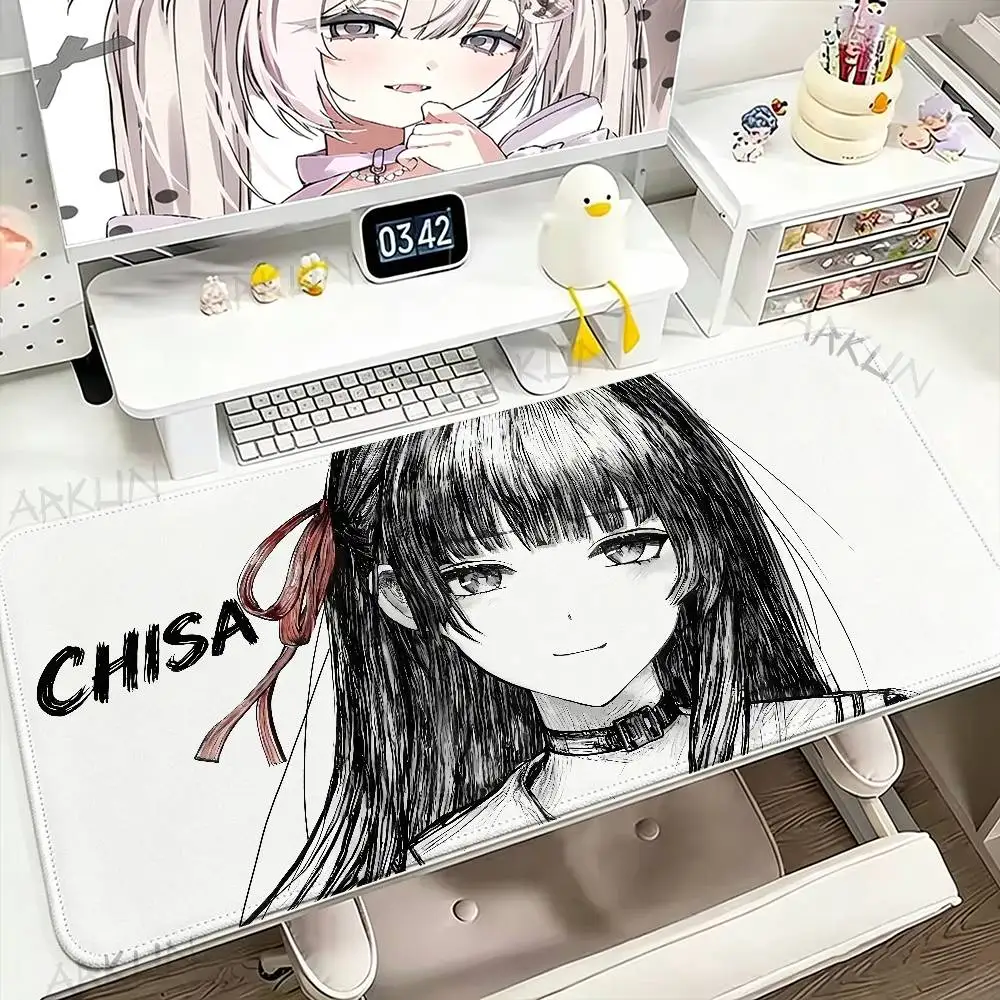 Cool Line Drawing Black and White Wuthering Waves Mouse Pad Anime Gaming Mouse Pad Table Pads Rubber Desktop XXL Mats