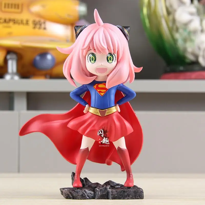 Figurine de famille d'espionnage en Pvc Anya, 16cm, modèle Cos Supergirl, Statue Kawaii, ornement, décoration de bureau, jouet cadeau, en Stock