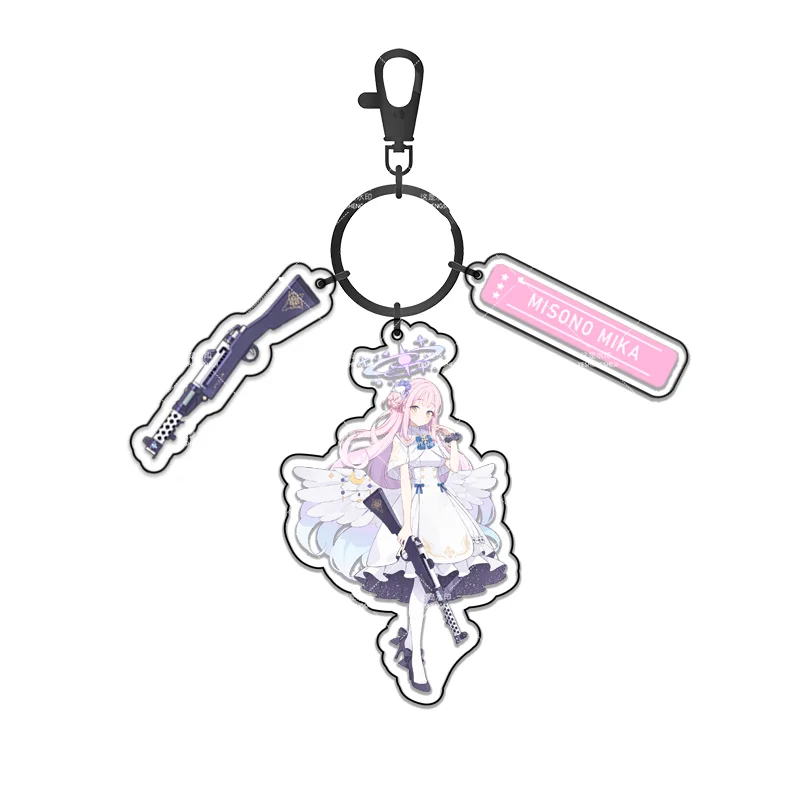 سلاسل مفاتيح أرشيفية زرقاء أنيمي ، ميسونو ميكا ، حلقة مفاتيح أكريليك على الوجهين ، كرتون ظريف ، حلية حقيبة ظهر ، هدية متدلية