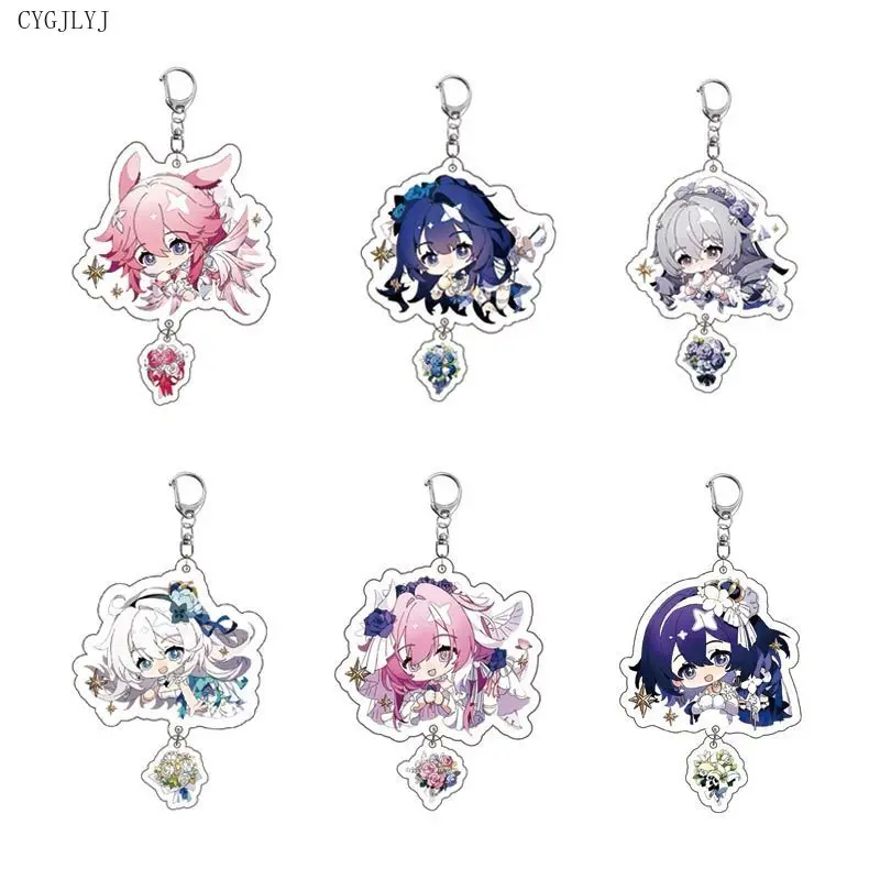 New Honkai Impact 3 Elysia Keychain Anime Game Kiana Kaslana Yae Sakura Seele Vollerei Accessories Backpack Cosplay Pendant Gift