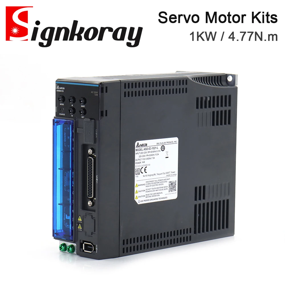 SignkoRay Delta 1KW AC Servo Motor Driver Kits 4.77N.m 2000rpm ASD-E3-1021-L + ECM-E3M-E21310RSE for CNC Engraver Machine