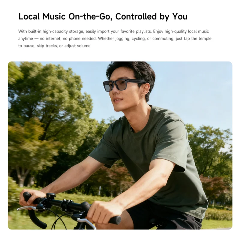 نظارات الكاميرا الذكية Xiaomi عدسة 4K نظارات متعددة الوظائف فوتوكروميك للاتصال بالبلوتوث ومساعد الصوت ومشغل الموسيقى