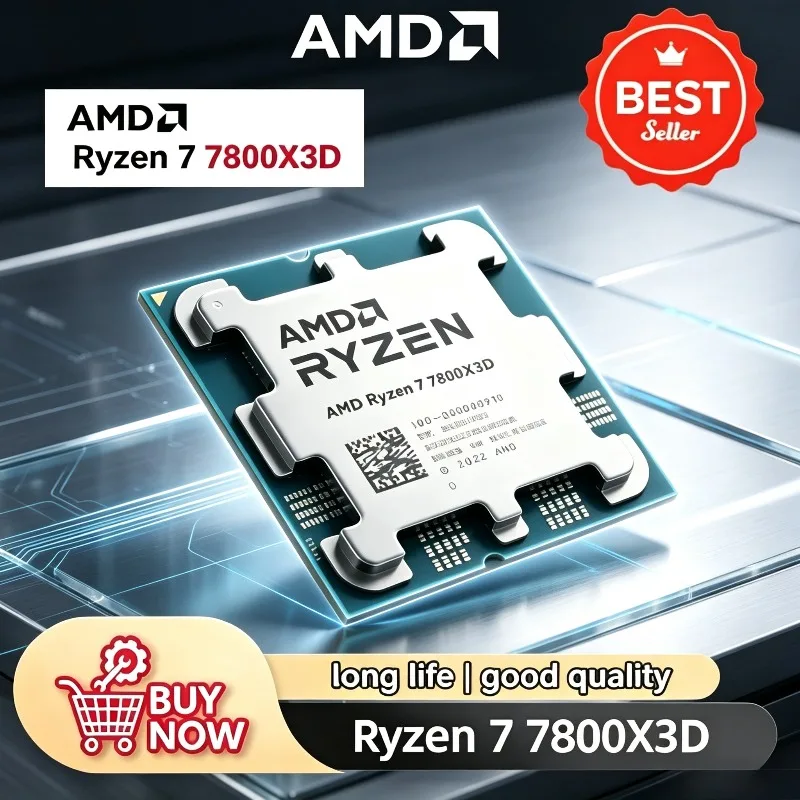 100% Brand AMD Ryzen 7 7800X3D – 8-Core 16-Thread Processor, L3=96M, 4.2GHz, 5nm, B650 (R7 7800X3D) 120W, Socket AM5, DDR5