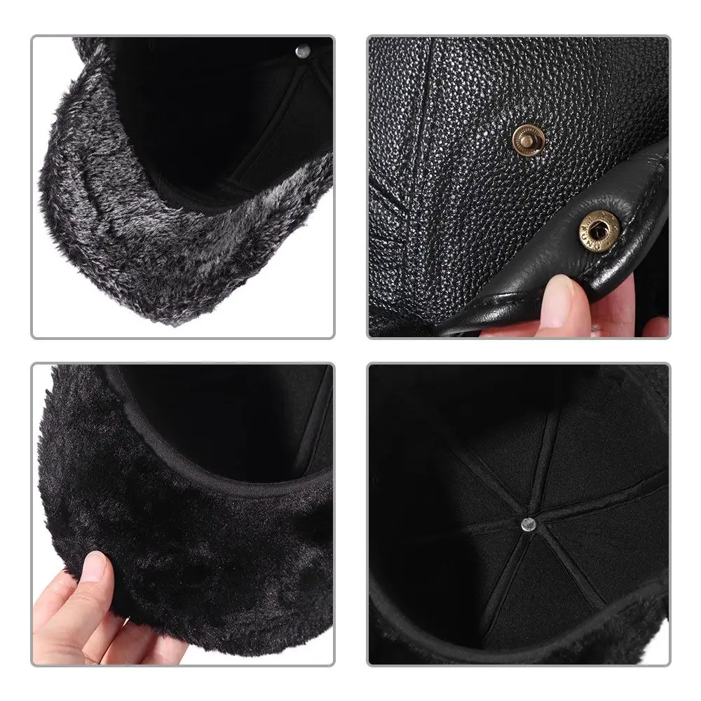 الشتاء الدافئة قبعة بيسبول الرجال الجلود أفخم Snapback قبعة مع غطاء للأذنين سدادات حماية الأذن قبعة الصيد التزلج أقنعة أبي قبعة