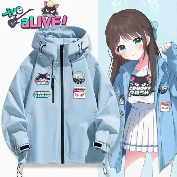 

Anime Blue Archive Windbreaker Jacket Hoodie Cosplay Autumn Winter Men Women Coat Loose Tops anime
