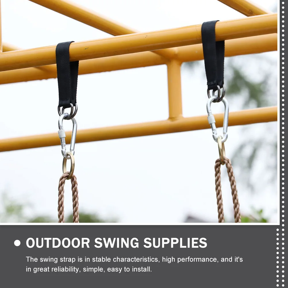 

6 Heavy Duty Swing Straps Black Stainless Steel Polyester Tree Hanging Ropes Kits Outdoor Furniture
