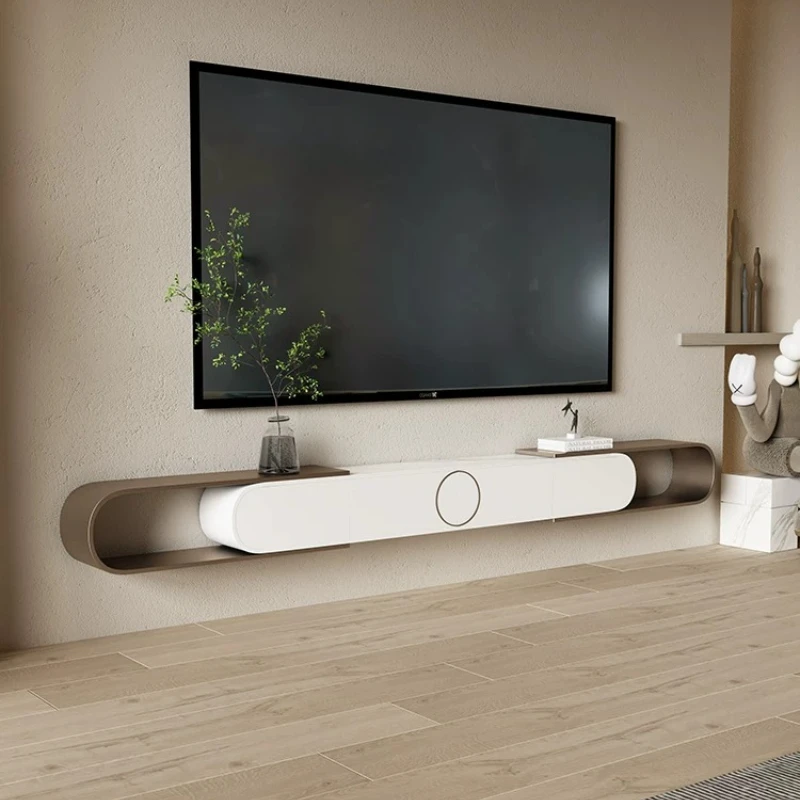 Solid Wood Long Tv Cabinet Slim Storage Design Luxury Apartments Tv Cabinet Modern Space Saving Fernsehtisch Furniture For Home