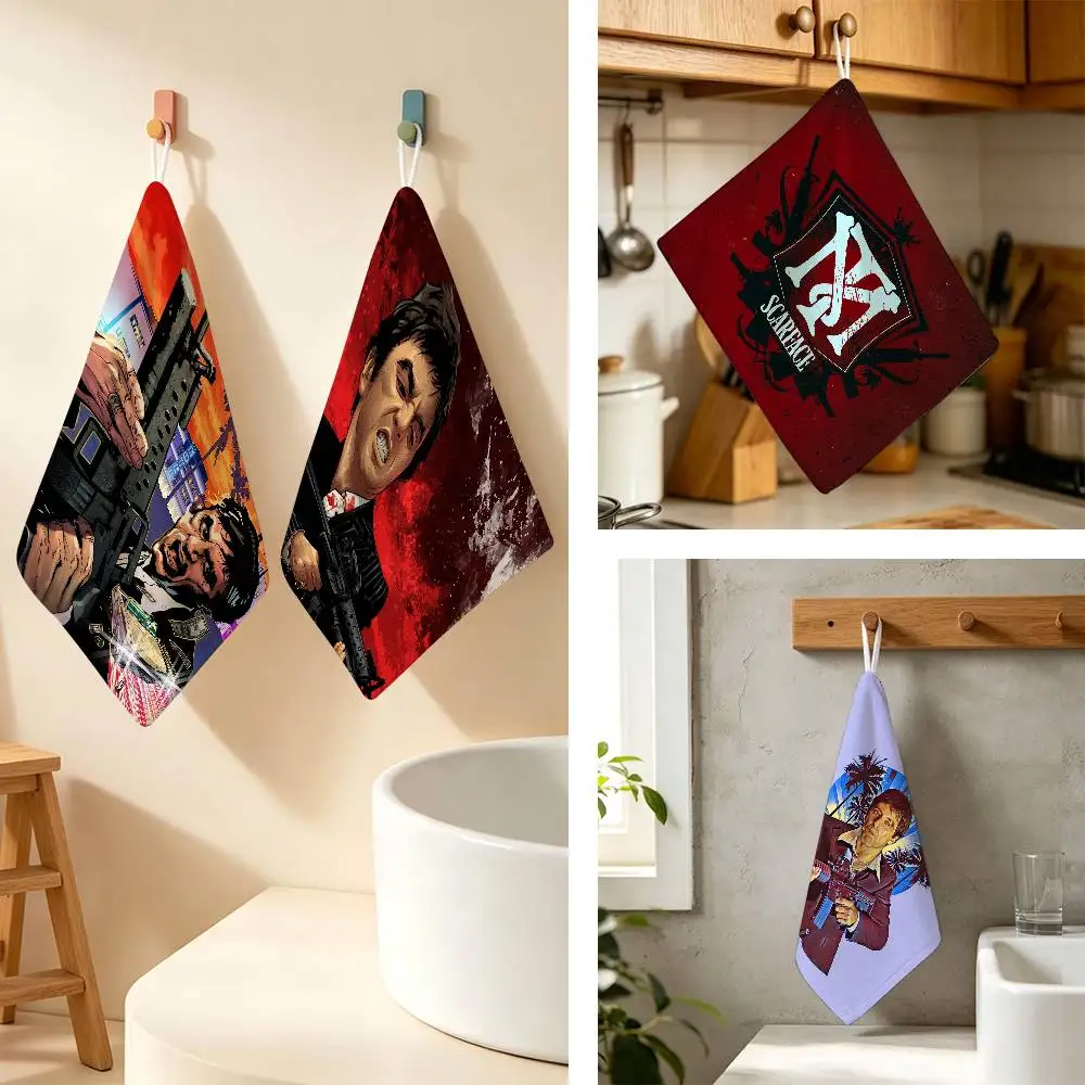 Hot Classic Movie Scarfaces Anime Polyester Hanging Kitchen Hand Towel Durable Wear Resistant  Versatile Use Throughout Home