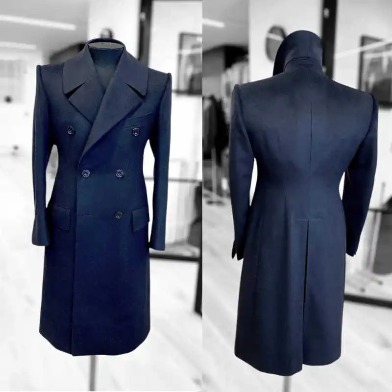

Formal Woolen Men Overcoat 1 Piece Double Breasted Coat Autumn and Winter Outdoor Warm Business Jacket Customized