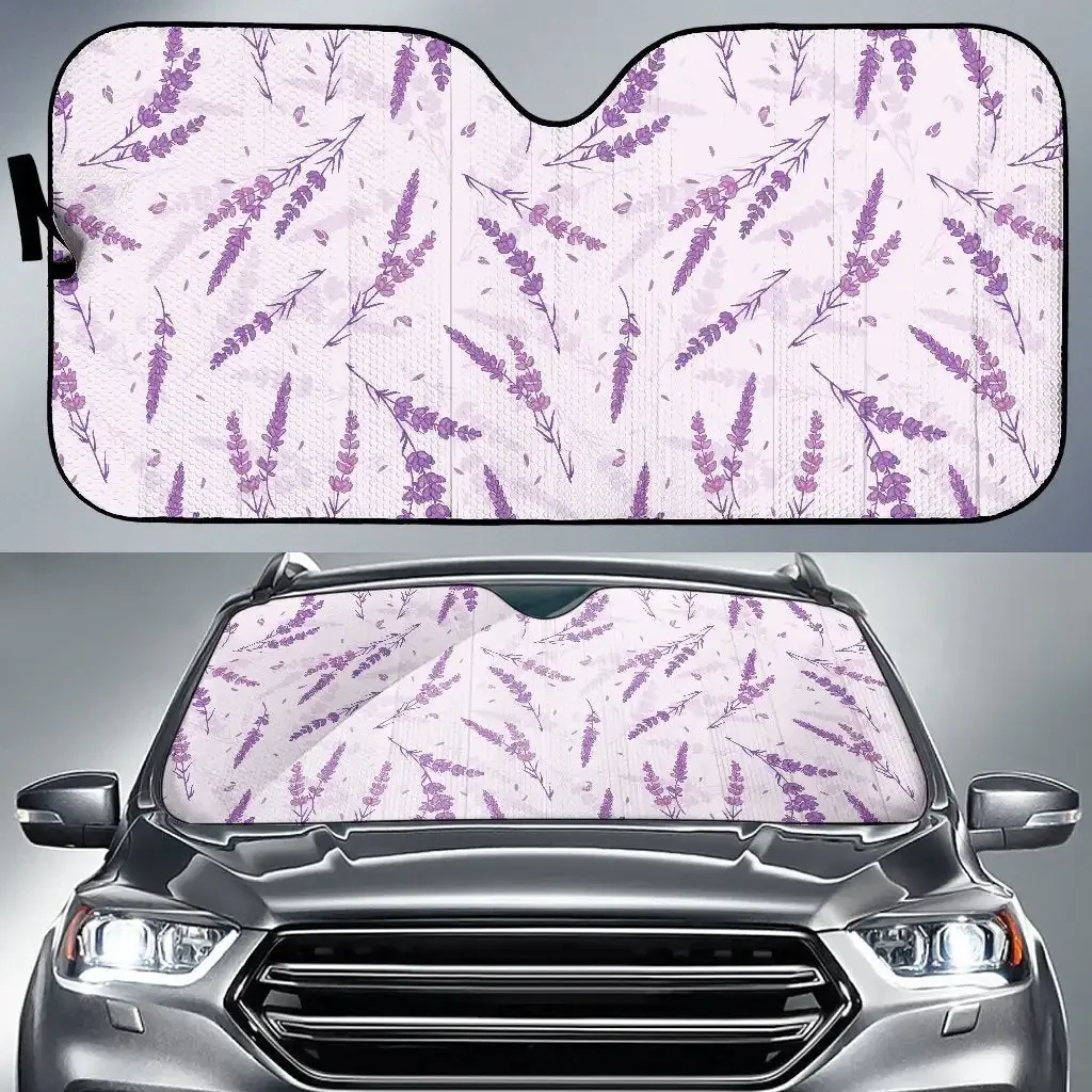 Floral Lavender Pattern Print Auto Sun Shade Car Windshield Window Cover Sunshade