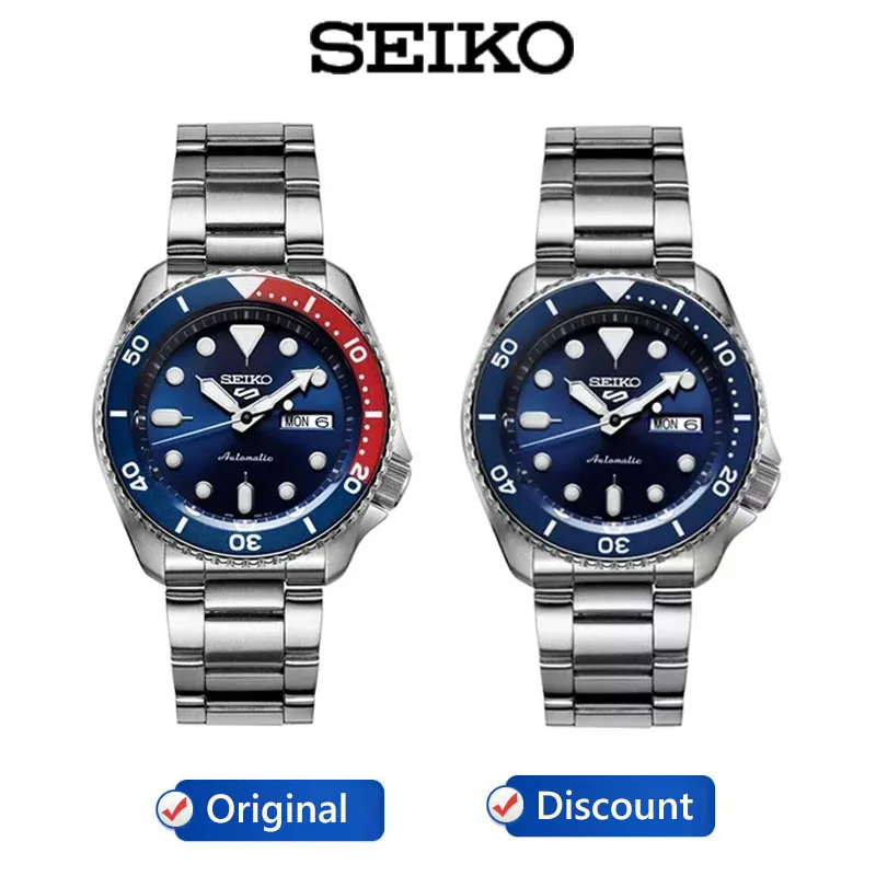 SEIKO 5 Mechanical Watch Men\'s Series Waterproof Steel Band Round Rotatable Digital 100%Original Automatic Wristwatches SRPD53K1