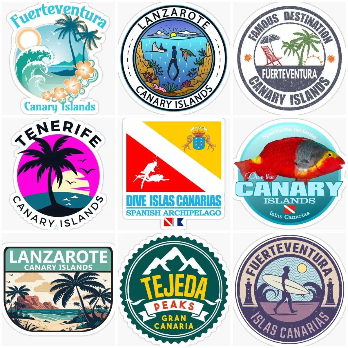 

Canary Islands Flag Emblem Creative Sticker Vinyl Moto Laptop Accessories Camper Bike Car Truck Wall Window Waterproof Decal PVC