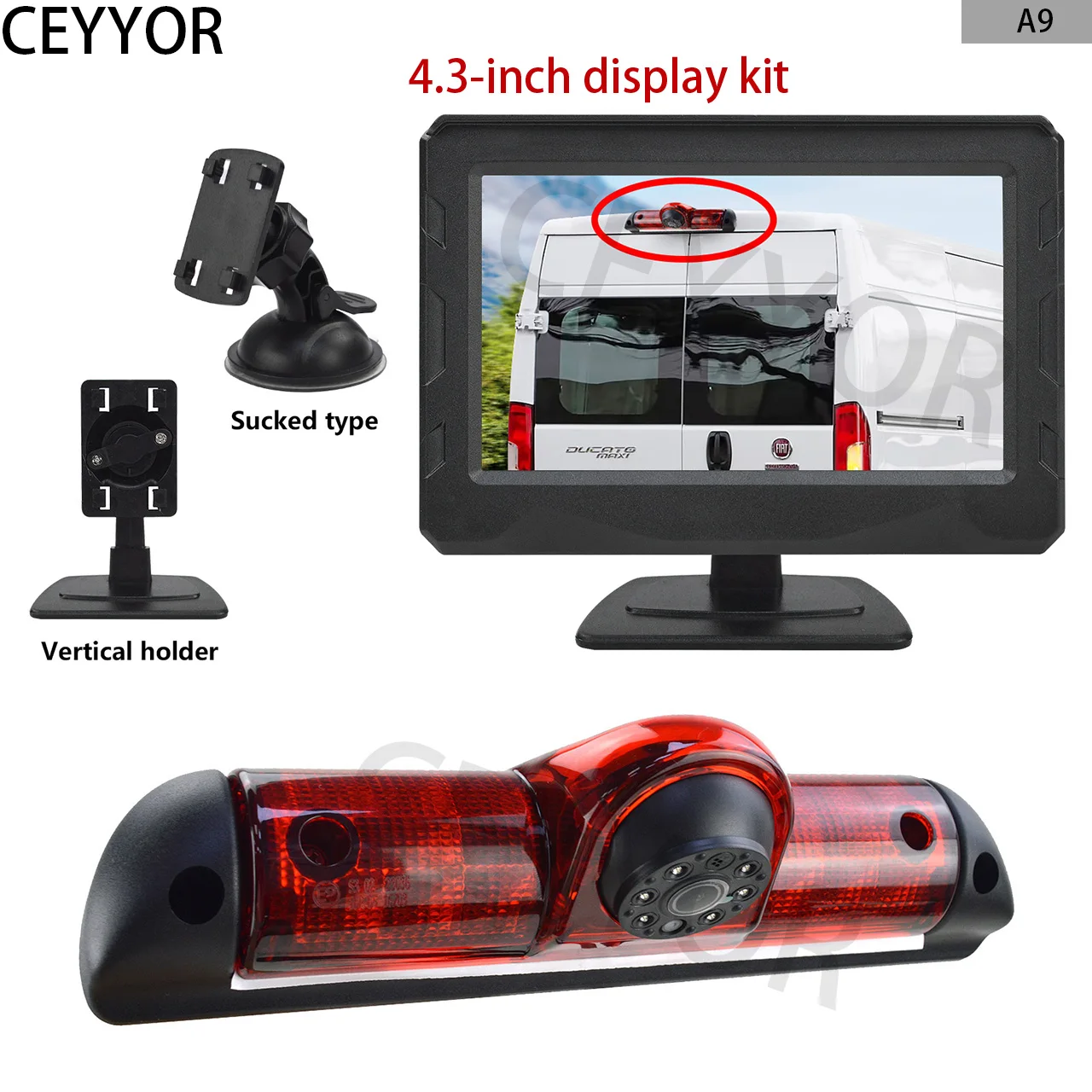 

CEYYOR-forBrake Light Reversing Camera Monitor Kit for Fiat Ducato,Citroen Relay/Jumper,Peugeot Boxer (2006-On) Vauxhall Movano