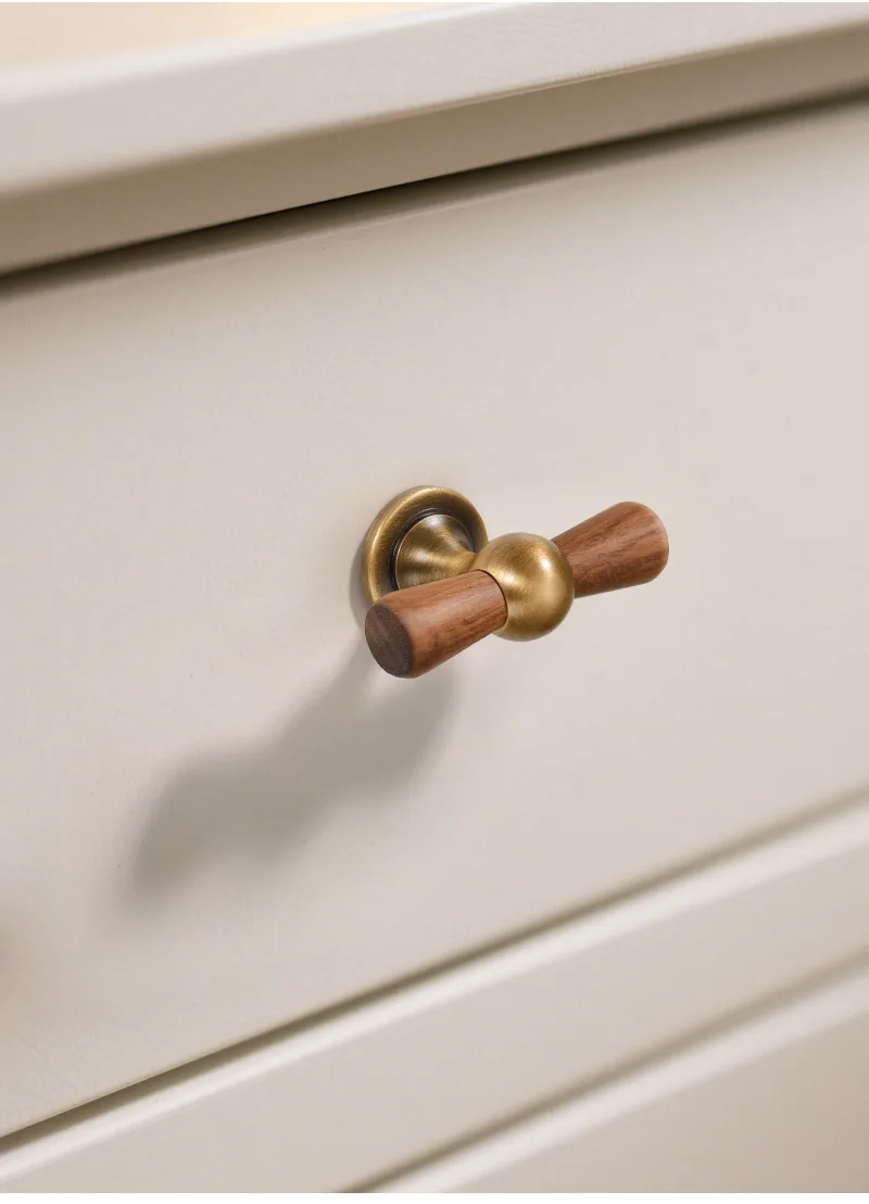 Walnuss- & Messing-Schranktürgriff in Antikbronze/Griff für Schrank/Schublade S Retro Einloch-Kleiderschrank-Türknauf Möbelgriff – Detail 6